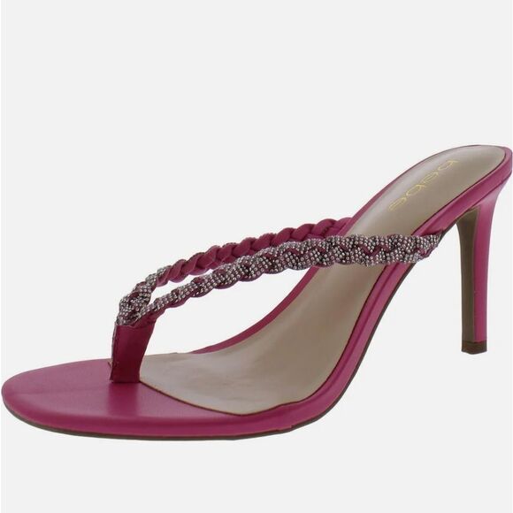 BRAND NEW BEBE AISLINN WOMEN'S RHINESTONE SLIP ON HEELS SANDAL - Picture 1 of 16